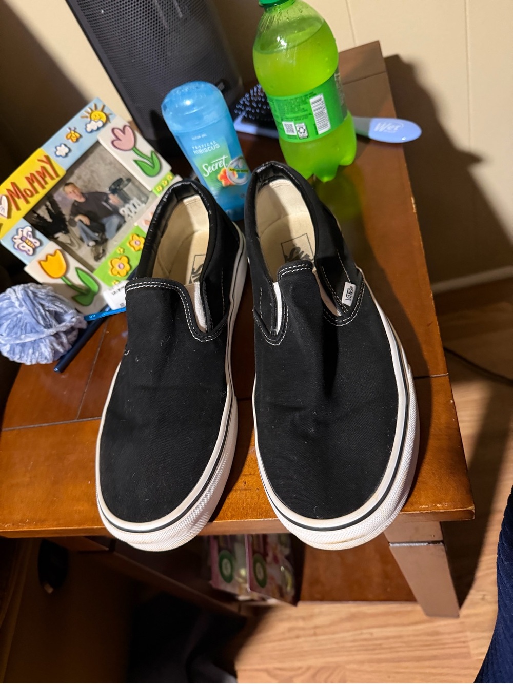 Vans Kids Black Slip-On Sneakers with White Trim